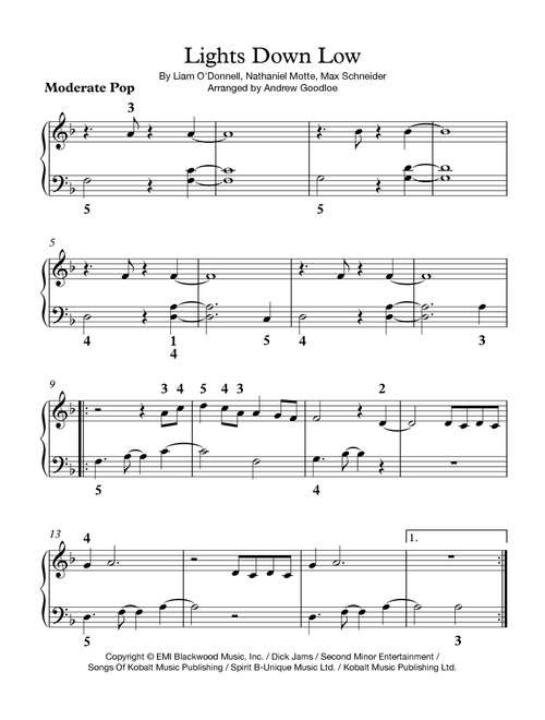 Lights Down Low (Arr. Andrew Goodloe) - MAX (Piano Solo)