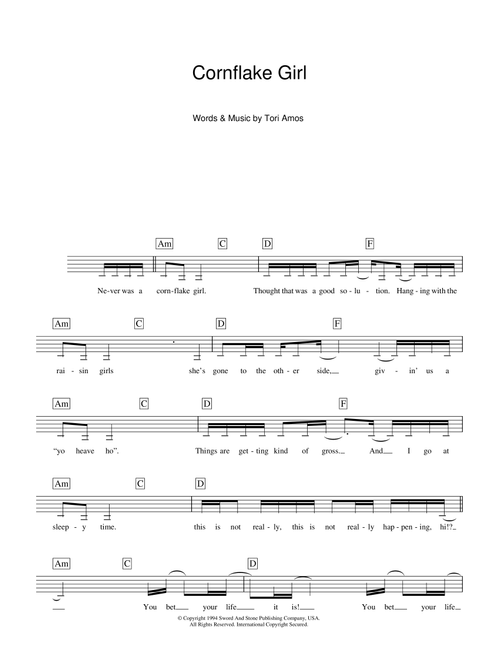 Cornflake Girl - Tori Amos (Lead Sheet - Fake Book)