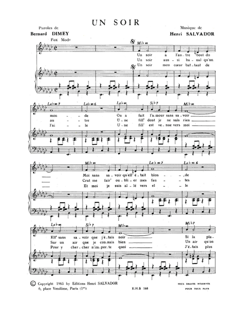 Soir - Henri Salvador (Piano Vocal)