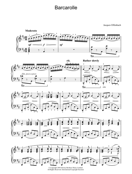 Barcarolle (from The Tales Of Hoffmann) - Jacques Offenbach (Piano Solo)