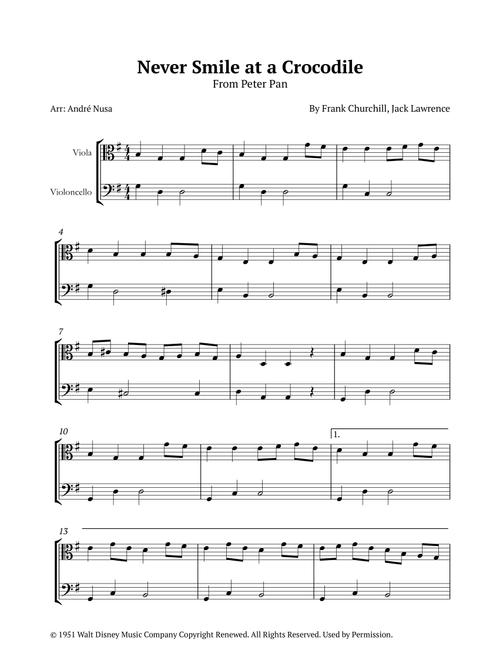 Never Smile At A Crocodile (Arr. André Nusa) - Jack Lawrence, Frank Churchill (Instrumental Duet)