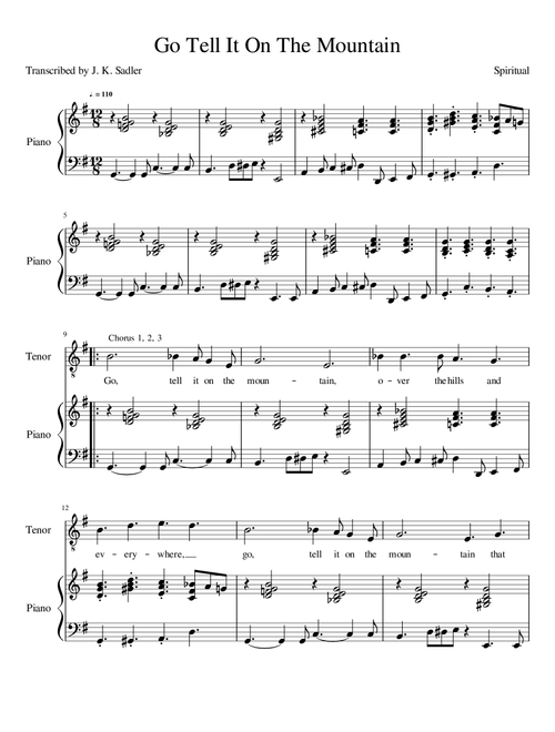 Go Tell It On The Mountain (Arr. J. K. Sadler) - Spiritual (Vocal Solo)