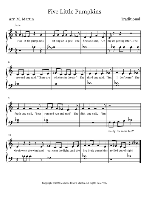 Five Little Pumpkins - Traditional (Instrumental Solo)