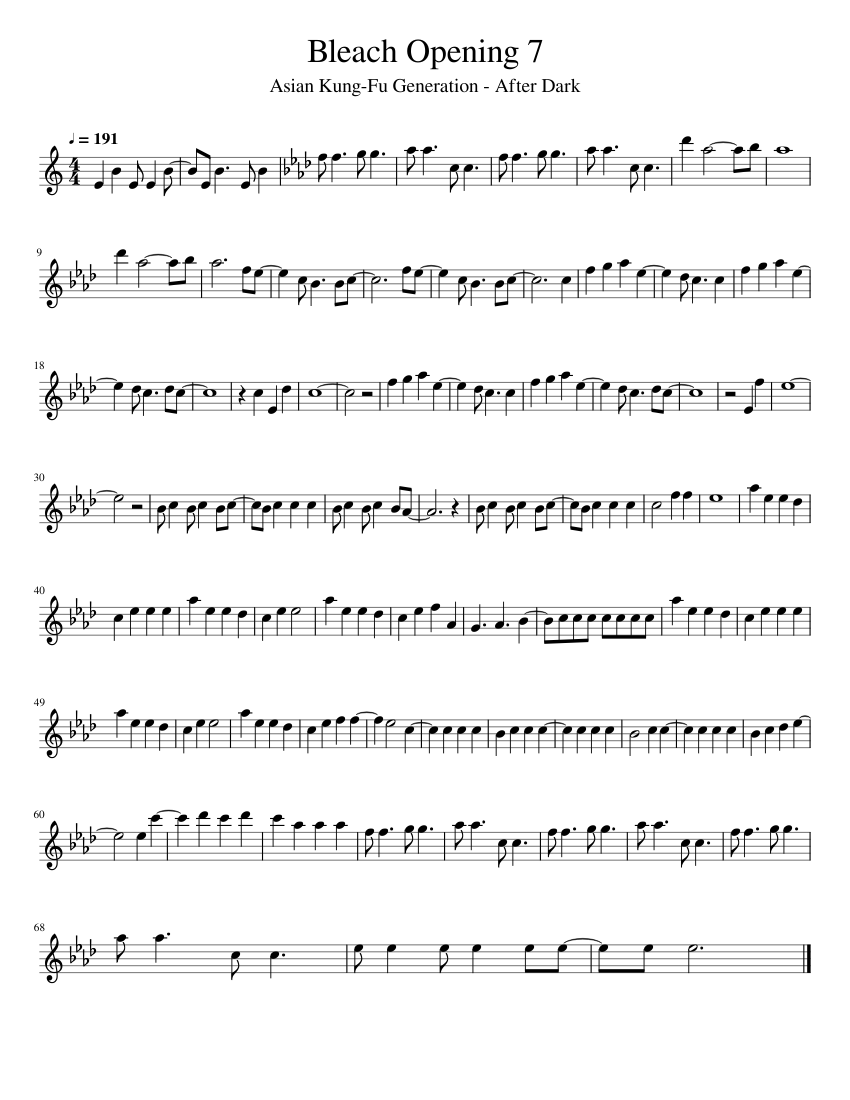 Bleach Opening 7 Sheet Music for Flute (Solo) | MuseScore.com