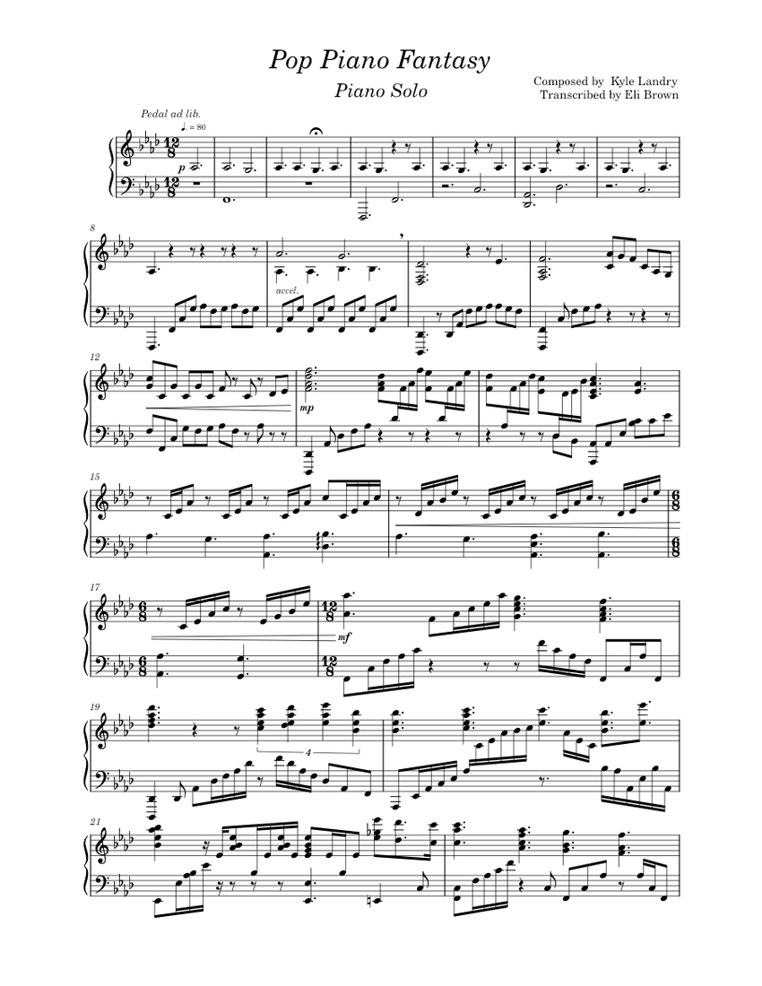 Pop Piano Fantasy Kyle Landry Sheet music for Piano (Solo