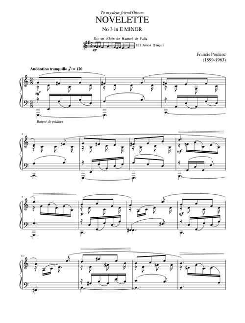 Poulenc - Novelette No. 3 in E Minor