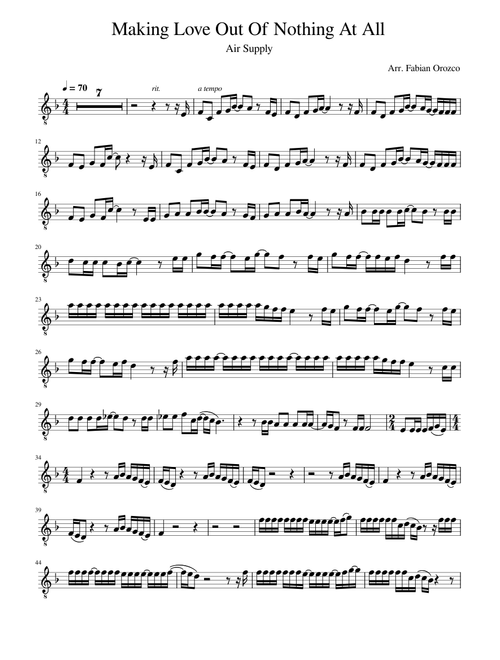 Making Love Out of Nothing at All – Jim Steinman Violin Solo Easy ArrFabianOrozco