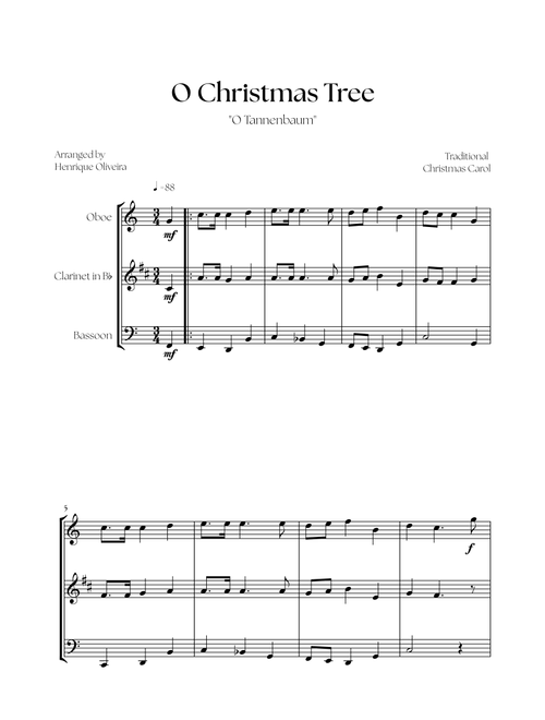 O Christmas Tree "O Tannenbaum" (Oboe, Clarinet and Bassoon) - Christmas Carol (Arr. Henrique Oliveira) - Traditional Christmas Carol (Woodwind Ensemble)