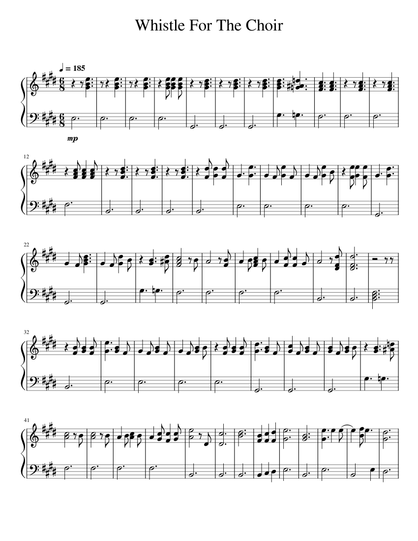 Whistle for the choir – The Fratellis Sheet Music for Piano (Solo