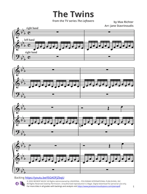 The Twins (Prague) (Arr. Jane Stavrinoudis) - Max Richter (Piano Solo)