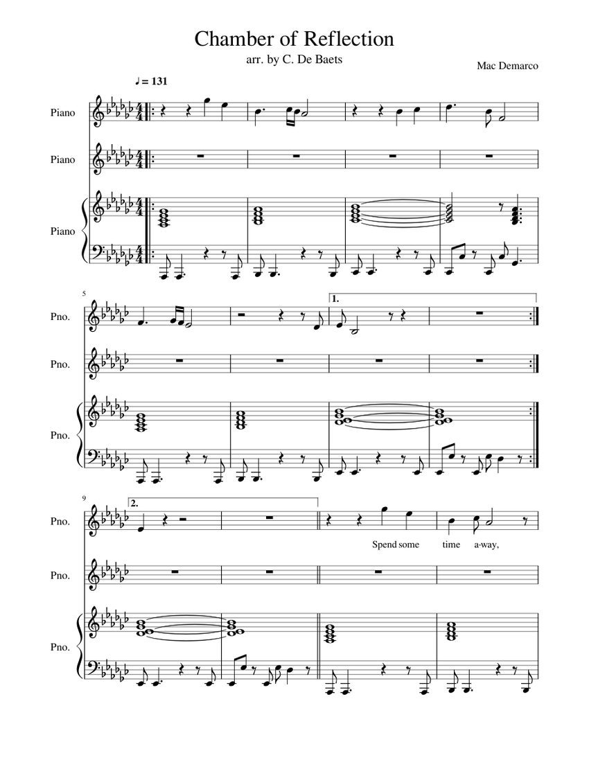 Reflection piano. Chamber of reflection Ноты. Mac DEMARCO Ноты для фортепиано. Mac DEMARCO Chamber of reflection. Chamber of reflection Мак Демарко.