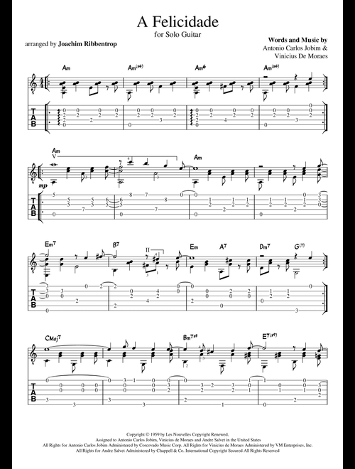 A Felicidade (Arr. Joachim Ribbentrop) - Vinicius de Moraes, Antonio Carlos Jobim (Solo Guitar)