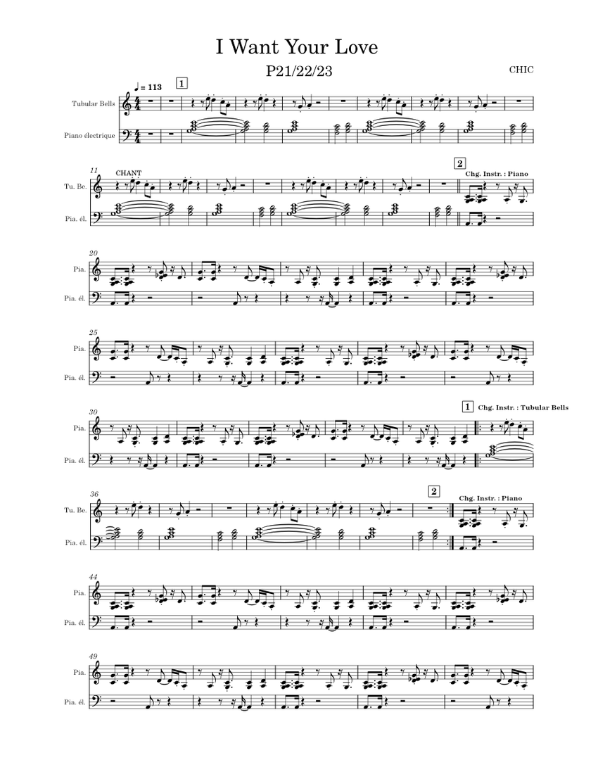 I want your love chic i want your love sheet music for piano tubular