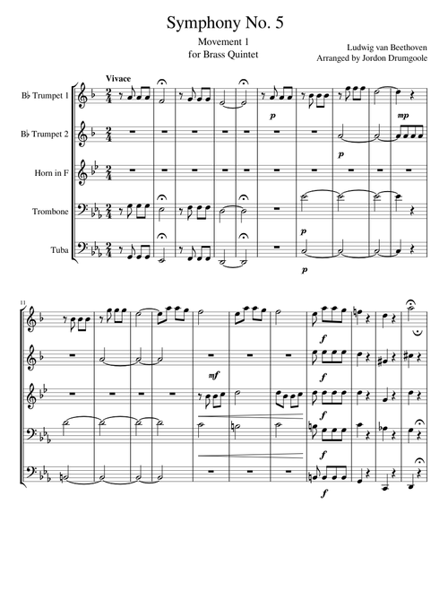 Symphony No. 5 (1st Movement) for Brass Quintet