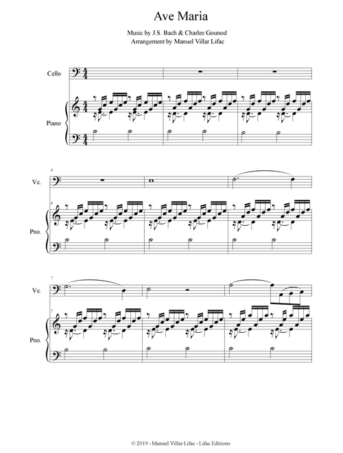 Ave María - Cello and Piano Duet - J.S. Bach & Charles Gounod (Arr. Manuel Villar Lifac) - Johann Sebastian Bach, Charles Gounod (Cello and Piano)