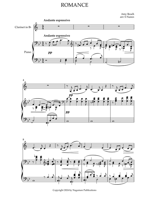 Romance (Arr. Steven Nunes) - Amy Beach (Clarinet and Piano)