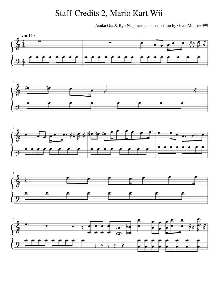 Staff_Credits_2_Mario_Kart_Wii Sheet Music for Piano (Solo) | MuseScore.com