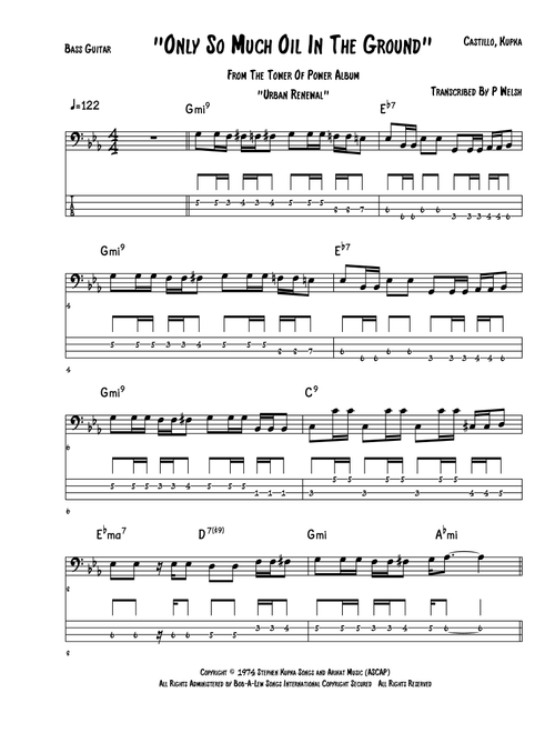 Only So Much Oil In The Ground (Arr. Accubass) - Tower Of Power (Bass Tab)