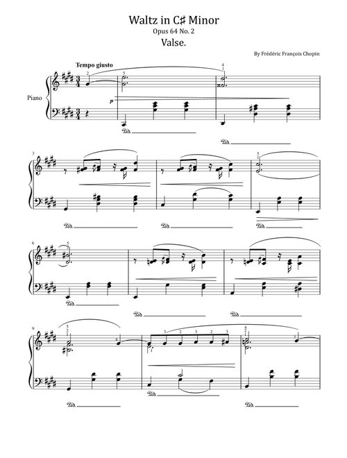 Chopin Waltz in C♯ Minor - Op. 64 No. 2 - Original With Fingered - Waltz No.7 (Arr. poon) - F Chopin (Piano Solo)