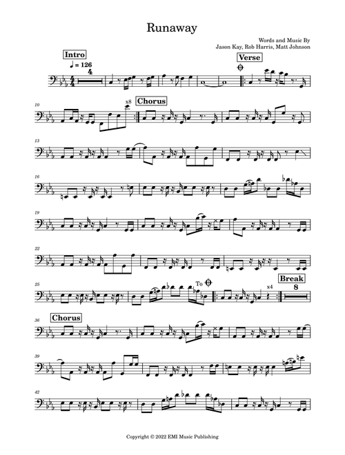 Runaway (Arr. Marcus Gram Jacobsen) - Jamiroquai (Bass Guitar (without TAB))