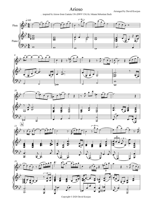 Arioso (flute & piano) - INT (Arr. David Kocijan) (Flute and Piano)