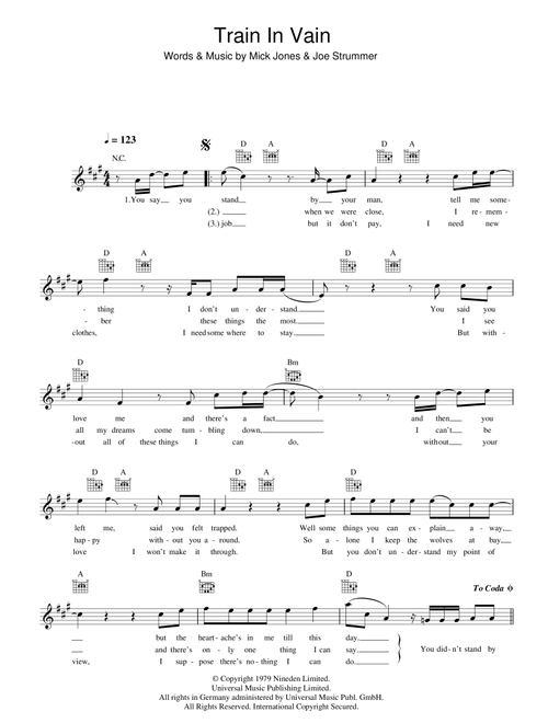 Train In Vain - The Clash (Lead Sheet - Fake Book)