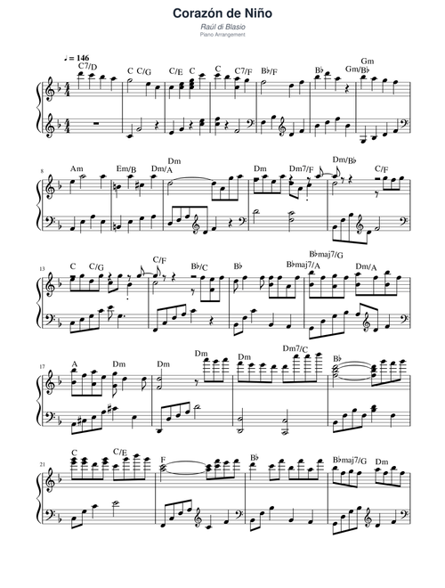 Corazón de Niño (Arr. Dive) - Raúl di Blasio (Piano Solo)