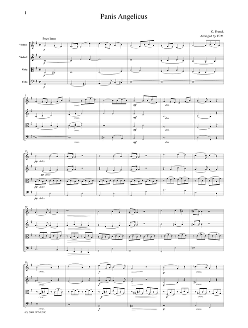 Franck  Panis Angelicus, for string quartet, CF201 (Arr. FCMUSIC) (String Quartet)