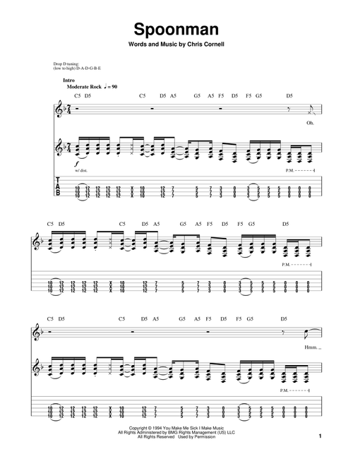 Spoonman - Soundgarden (Guitar Tab Play-Along)