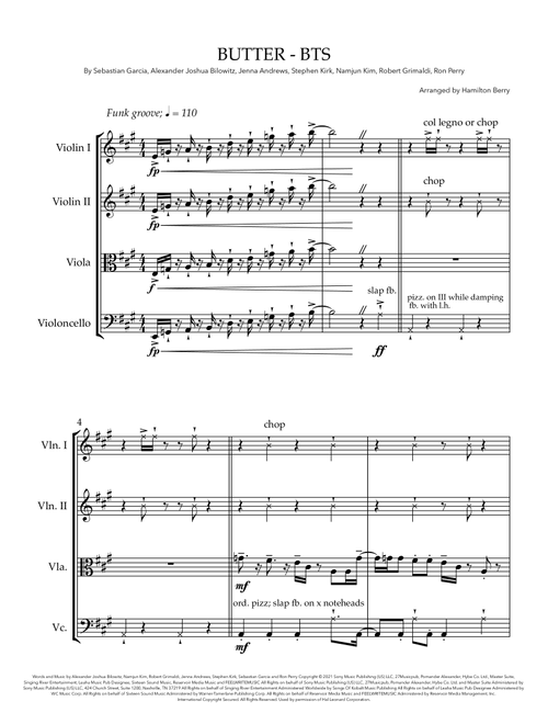 Butter (Arr. Hamilton Berry) - BTS (String Quartet)