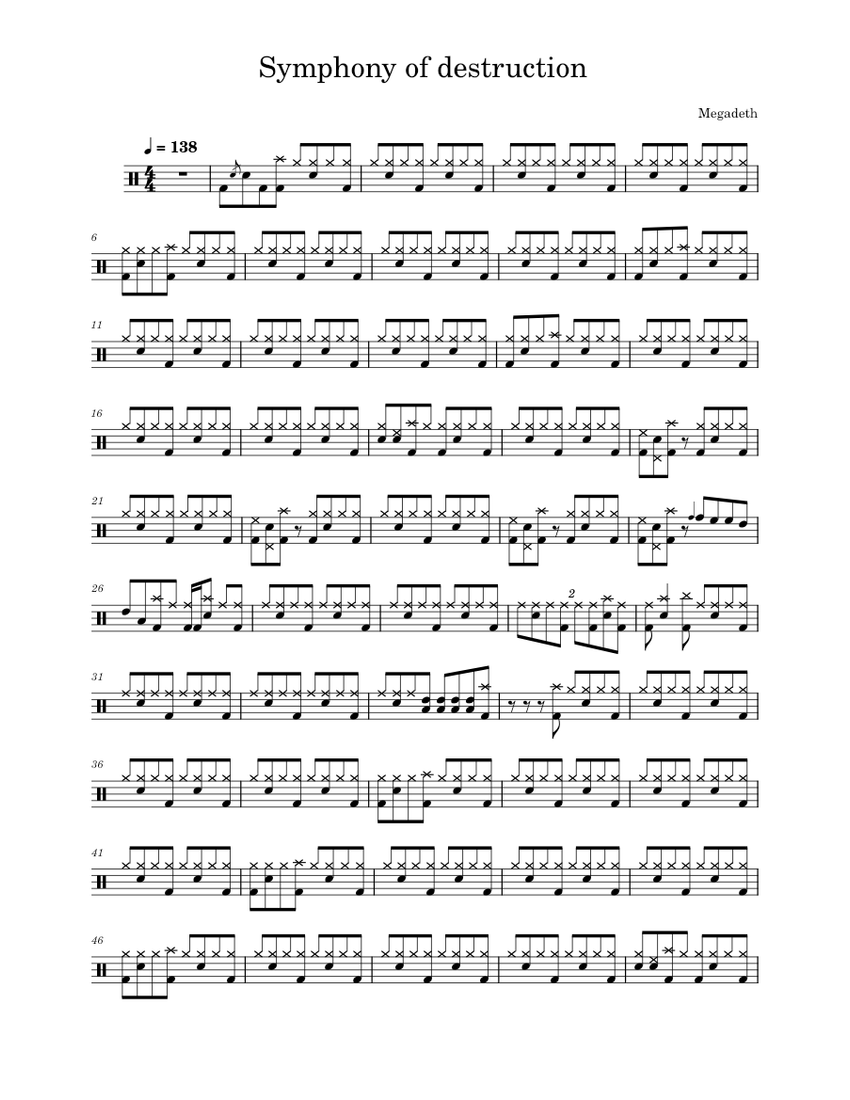 Symphony of destruction – Megadeth Drums Sheet Music for