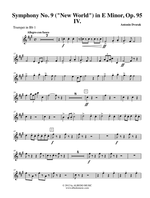 Dvorak Symphony No. 9, New World, Movement IV - Trumpet in Bb 1 (Transposed Part), Op.95 (Arr. Doug Clyde) - Antonín Dvorak (Trumpet Solo)