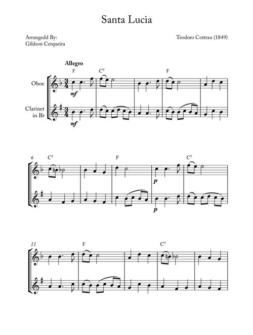 Santa Lucia (Arr. Gildson Cerqueira) - Teodoro Cottrau (Instrumental Duet)