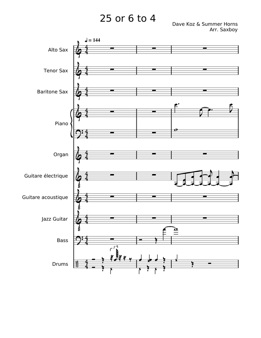 25 or 6 To 4 Sheet music for Piano, Organ, Saxophone alto, Saxophone