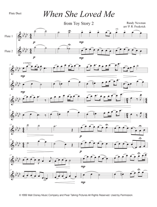 When She Loved Me (Arr. P. R. Frederick) - Sarah McLachlan (Flute Duet)