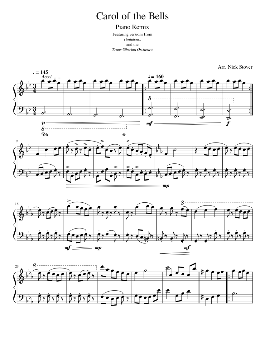 Carol of the Bells Sheet Music for Piano (Solo) | MuseScore.com