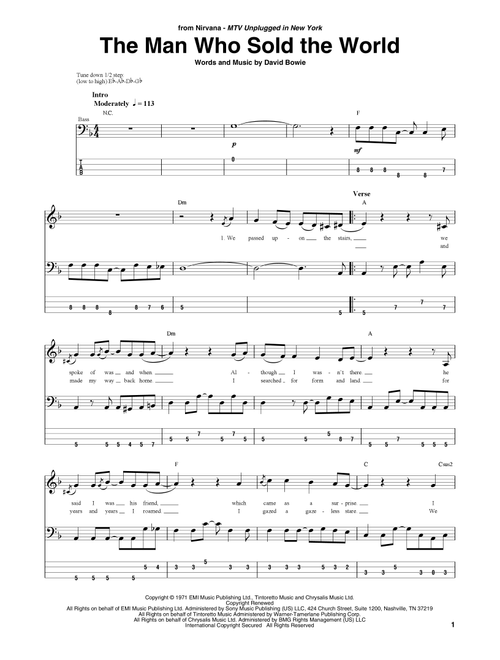 The Man Who Sold The World - Nirvana (Bass Tab)