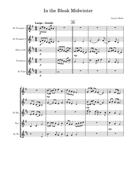 In the Bleak Midwinter – Gustav T. Holst for Brass Quinetet
