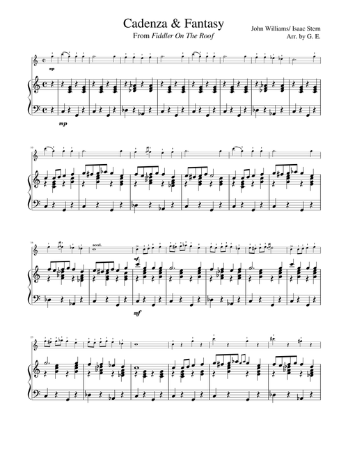 Fiddler On The Roof - Violin Cadenza & Fantasy