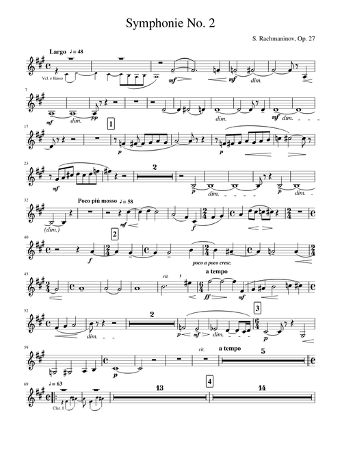 Rachmaninoff, Symphony No. 2, I. - Largo - Allegro Moderato (Bass Clarinet in B)