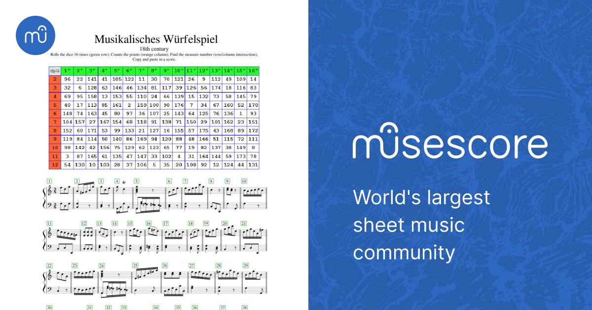 Musikalisches Würfelspiel Sheet music for Piano (Solo) | Musescore.com