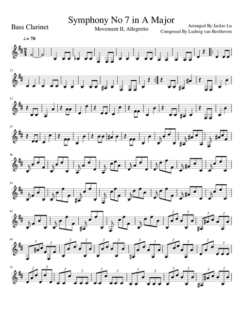 Symphony No 7 Movement II Bass Clarinet