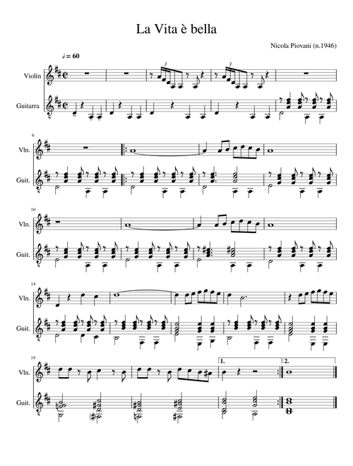 La Vita è bella. Violín + Guitarra Arr. La Granja