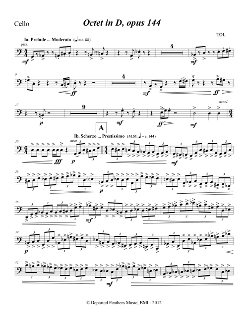 Octet in D, opus 144 (2012) cello part - Thomas Oboe Lee (Cello Solo)