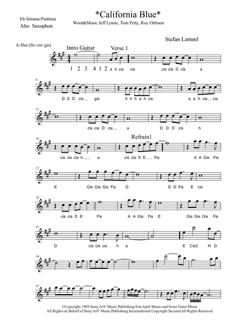 California Blue (Arr. Stefan Lamml) - Roy Orbison (Alto Sax Solo)