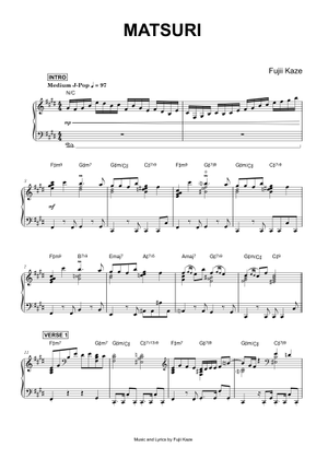 Fujii Kaze Medley(藤井 風メドレー) -- Arr. serena46222 Sheet Music