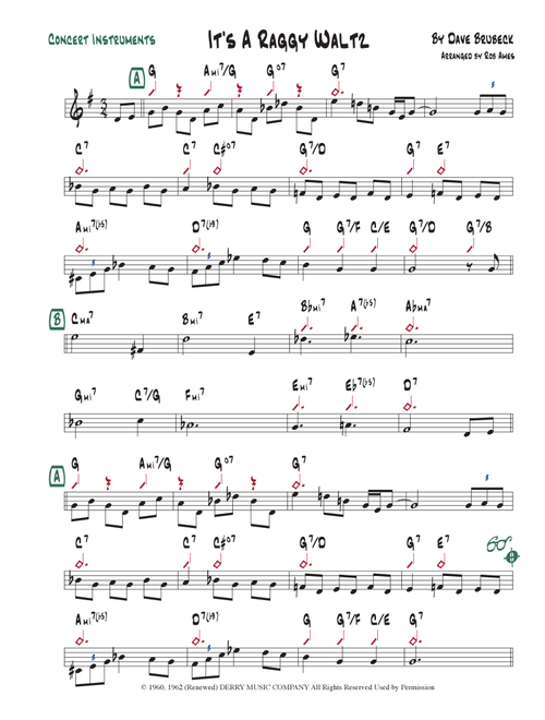 It's A Raggy Waltz (Arr. Rob Ames) - Dave Brubeck (Lead Sheet - Fake Book)