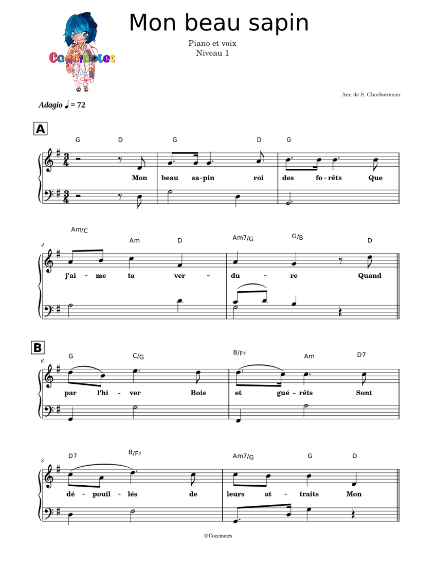 Mon beau sapin Niveau 1 piano tutorial Mon beau sapin Niveau 1 piano tutorial