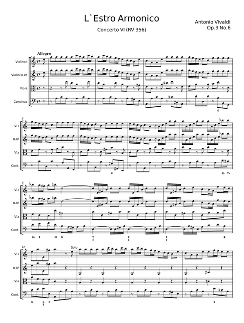 Violin Concerto in A Minor, Op. 3 No. 6, RV 356 "L' estro armonico": I. Allegro - Antonio Vivaldi