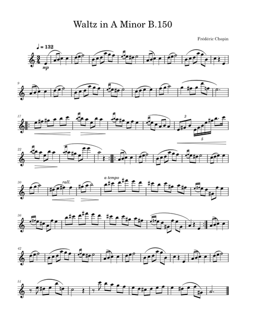 Waltz in A minor, B.150 – Frédéric Chopin (Solo Violin)